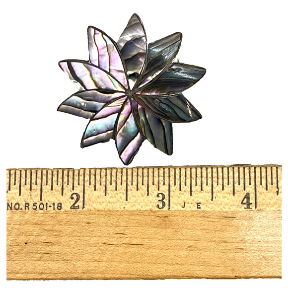 Sterling Flower Pendant Pin Brooch Silver Abalone Shell Fine Jewelry Mexico - Picture 4 of 4